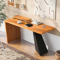 63 Modern Executive DeskRustic Industrial Wooden Writing DeskStudy Desk with Monitor StandRectangular Computer Desk for Home OfficeLiving RoomTeak