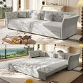 extrasleep 100'' Velvet Pull Out Sofa Bed Oversized King Sleeper Sofa with Handcrafted Floral Tufted Design 3-in-1 Convertible Sleeper Couch Tufted Deep Seat Couch for Living Room Light Grey