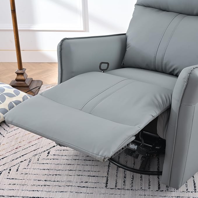 270° Power Swivel Rocker Recliner Chair for Adults – Electric Reclining Small Sofa Chair with Smooth Rocking &amp Rotation Comfortable Single Recliner for Living Room Bedroom (Blue)
