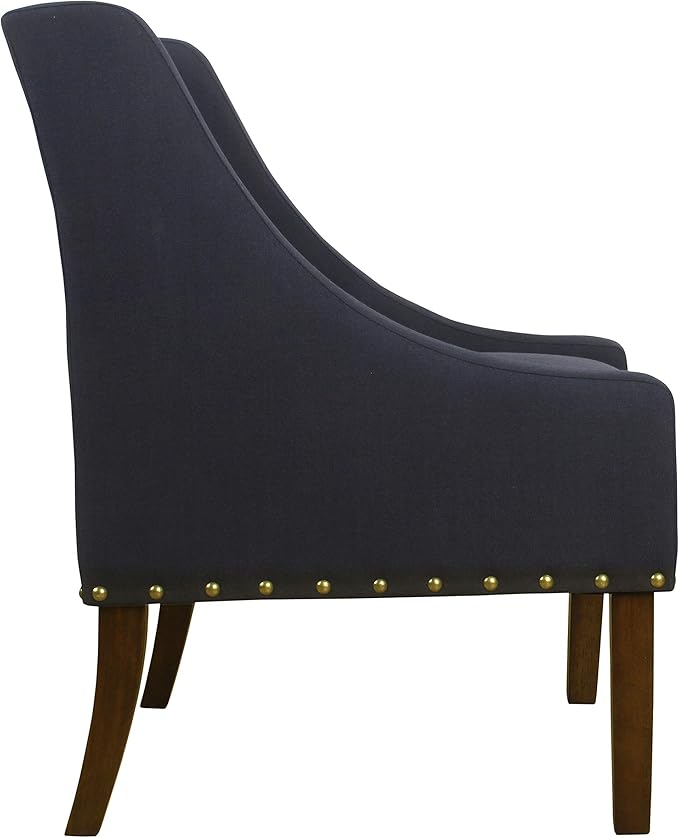 Homepop Home Decor | Upholstered Classic Swoop Arm Accent Chair | Accent Chairs for Living Room &amp Bedroom | Decorative Home Furniture Deep Navy