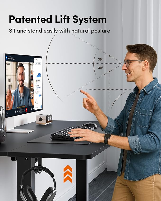 FEZIBO 60 x 24 Inchs Electric Standing Desk Height Adjustable Sit Stand Up Computer Office Desk with Splice Board Black Frame/Black Top
