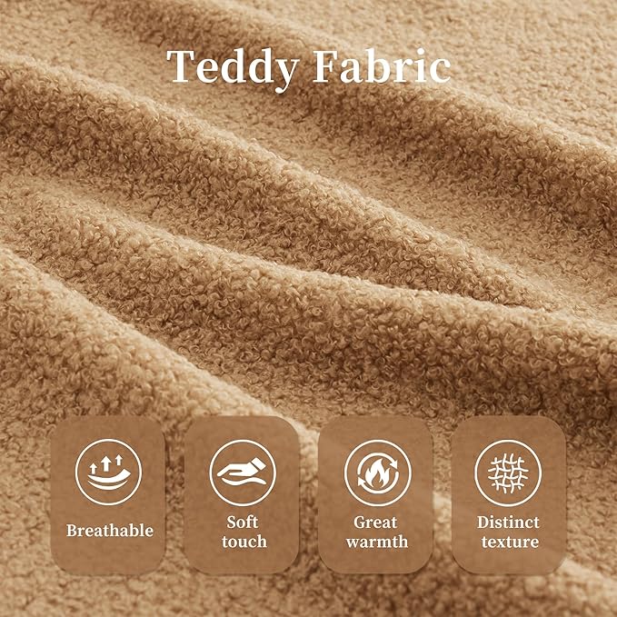 77.2 Contrast Color Boneless Sectional Sleeper Couch Teddy Fabric Foam Cloud Sleeper Sofa Bed Extra Deep Seat Wide Arm Modular Sectional Sofa with Chaise No Assembly Required