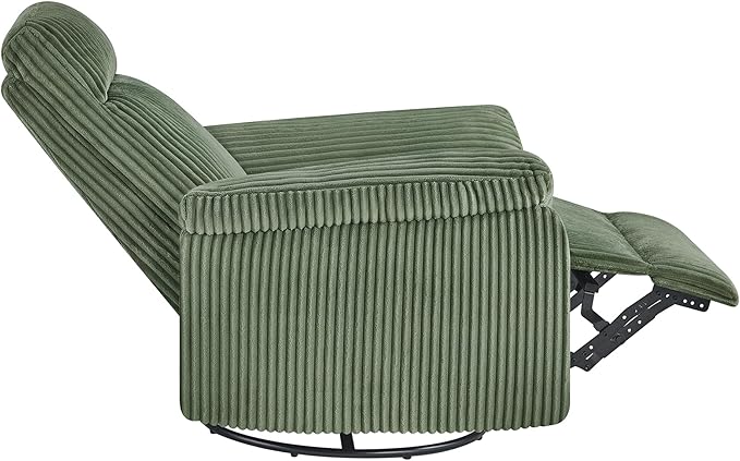Swivel Rocker Recliner for Adults Corduroy 360 Degree Swivel Glider Recliner Manual 3-Position Adjustable Easy Assembly for Small Space Living Room Nursery Bedroom