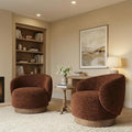 Swivel Accent Chair Modern Round Barrel Armchair with Upholstered Performance Fabric for Living Room Bedroom Waitingroom2 BoxRed