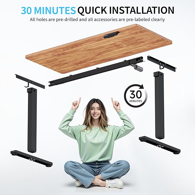 BIZUM Electric Standing Desk 55x24 inches Height Adjustable Desk Sit to Stand Desks Memory Gaming Computer Workstation for Home Office Light Rustic Brown