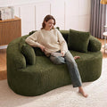 Curved Couch Loveseat Sofa Luxury Deep Seat Loveseat Sofa Couch for Small Place Modern Cloud Couch Floor Couch with 3 Pillows for Living Room &amp Bedroom No Assembly Required (Green)