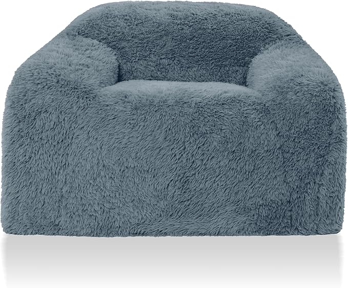 24/7 Shop at Home Garel Modern Upholstered Foam Sofa Chair with Curved Back and Arm Compressed Couch in a Box No Assembly Required for Home Theater and Living Room Ocean Blue