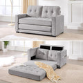 Convertible Sofa Bed Pull Out Loveseat Sleeper CouchLinen Fabric 2 in 1 Folding Couch Bed Fold Out Floor Futon Couches with Cup Holder for Living Room BedroomSmall Space Light Grey