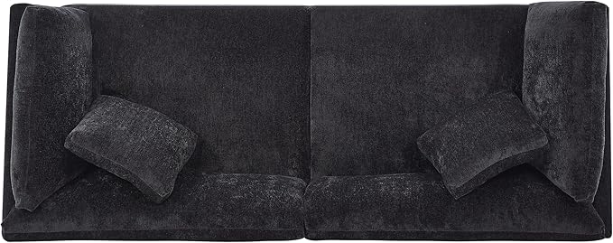 Christopher Knight Home Masie Chenille Upholstered 3 Seater Sofa Couch Wooden Home Sofa Living Room Comfy Cloud Couch for Bedroom Home Office Black