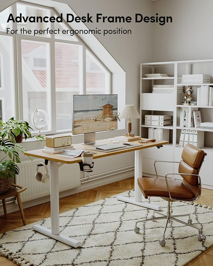 CubiCubi Height Adjustable Electric Standing Desk 44 x 24 Inches Stand Up Table Sit Stand Home Office Desk with Splice Board Top