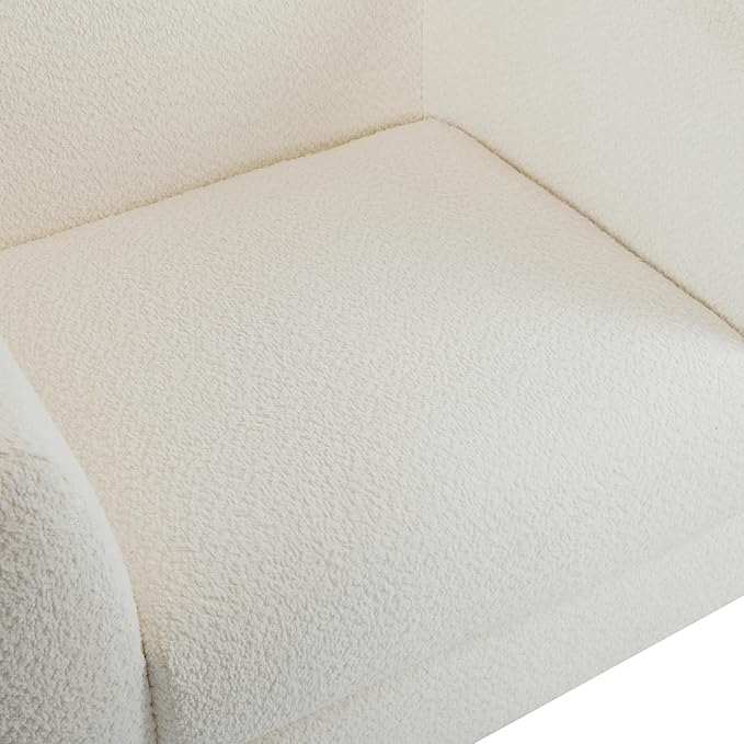 Christopher Knight Home Modern Boucle Fabric Upholstered Club Chair for Living Room Home Office Apartment Relaxing Chair with Removable Cushion and Birch Wood Legs White and Walnut