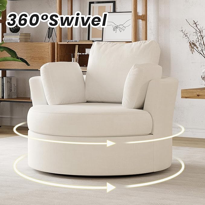 STARY Upholstered Swivel Barrel Sofa Modern Accent Chair with Cozy Cushioning Stylish Rotating Chair for Living Room Bedroom or Office