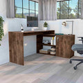 Home Office Desk 59 Modern L-Shaped Computer Desk with Open &amp Closed Storage -Dark Brown