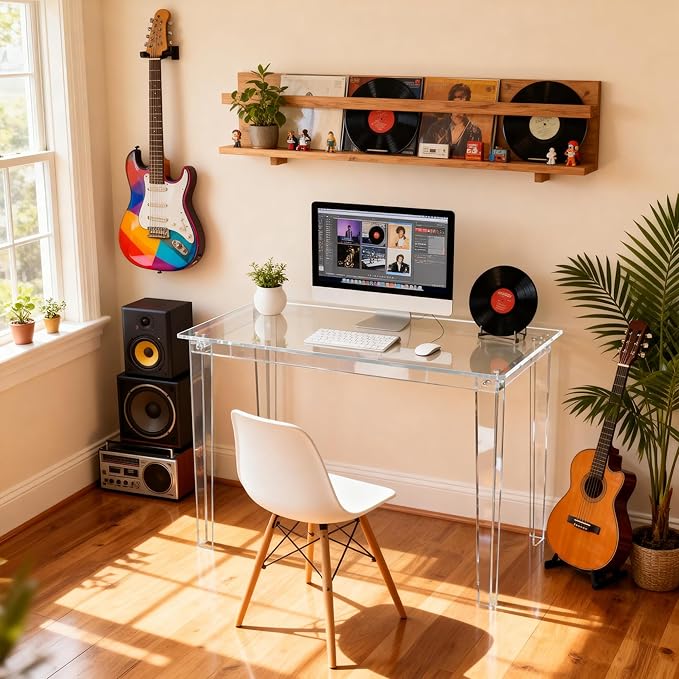 Acrylic Desk Clear Modern Writing Table for Home Office (Clear Nomal)