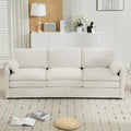 89 Oversized Cozy Upholstered 3-Seater Sofa Comfy Cloud Sofa with Detachable Lumbar Pillow Chenille Fabric Cloud Sofa Double Cushion Couch for Living Room (Beige-3c)
