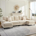 PUREMIND Sectional U Couches for Living Room U Shaped Sofa with Double Chaise Lounge and Sleepable Armrests Corduroy 4 Seater Sectional Sofa Living Room Furniture