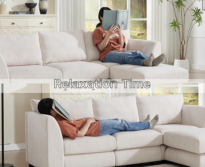 EALSON 58 Loveseat Modular Sectional Sofa Couch Modern Linen Fabric Love Seat Couch with Removable Cover Comfy 2 Seater Sofa for Living Room Small Space White