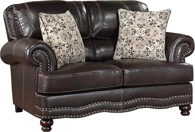 Lexicon Sébastien Breathable Faux Leather Living Room Loveseat Brown