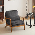 Karl home Mid-Century Modern Accent Chair Living Room Chairs with Pillow Corduroy Upholstered Lounge Armchair with Solid Wood Frame &amp Soft Cushion for Bedroom Reading Room Dark Gray