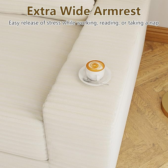 70.78 Loveseat Sofa Modern Small Corduroy Couch Comfy Deep Seat for Living Room Bedroom Home Office Apartment No Assembly Beige