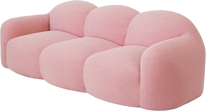 JACH Small Minimalist Sofa for Apartment Modern Comfy Upholstered Sofas Boneless Leisure Couches 3-Seater Cloud Couch for Living Room Bedroom Small Space (Pink No Assembly Required)