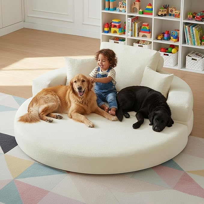 71 Boneless Couch Loveseat Folding Sofa Bed Convertible Round Floor Couch for Living RoomSleeper for Living RoomApartment Office. (1 Beige 71)
