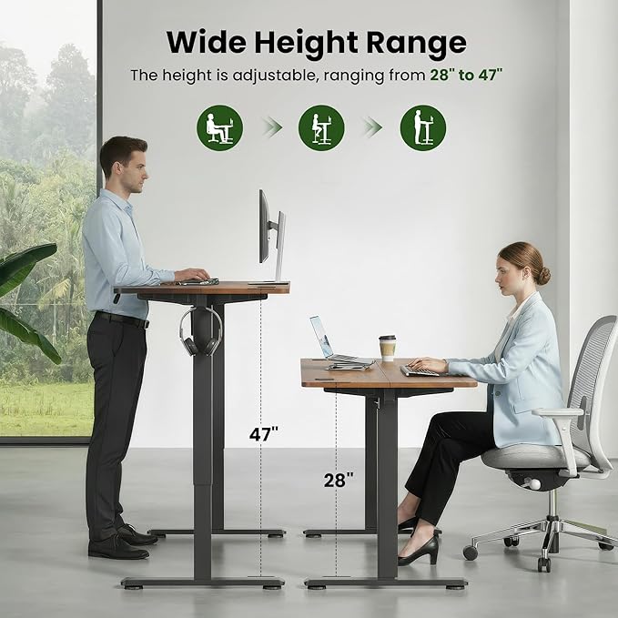 Casaphoria 40 x 24 inches Electric Standing Desk Sit to Stand Desk with Memory Height Adjustment Home Office Computer Desk for Writing and Games Brown