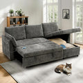 FLEXISPOT XB5 78 Pull Out Couch Bed with Storage Chaise3-Seater Sectional Sofa Bed with USB Charging Ports 2-in-1 Convertible Sofa Couch for Living Room Apartment Easy to Assemble(Gray)
