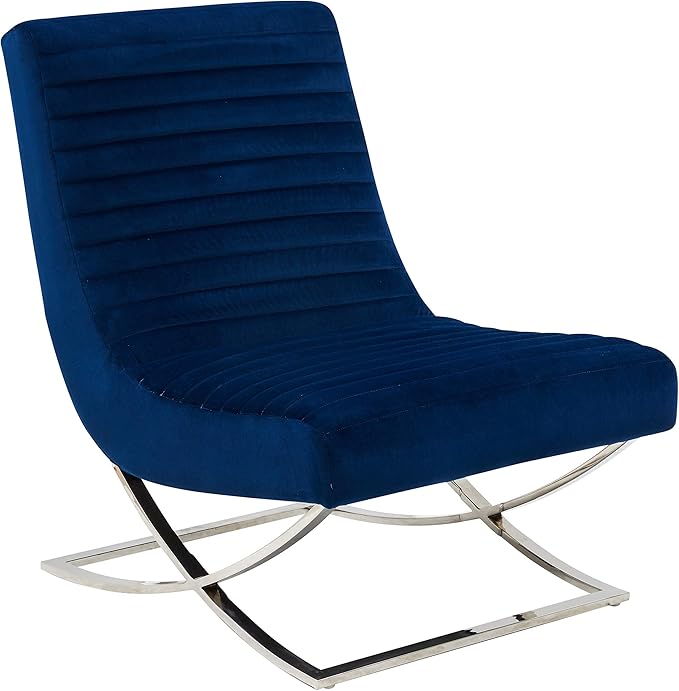 SAFAVIEH Couture Home Collection Ramsay Navy Tufted Velvet Upholstered Living Room Bedroom Office Lounge Accent Chair SFV4761A