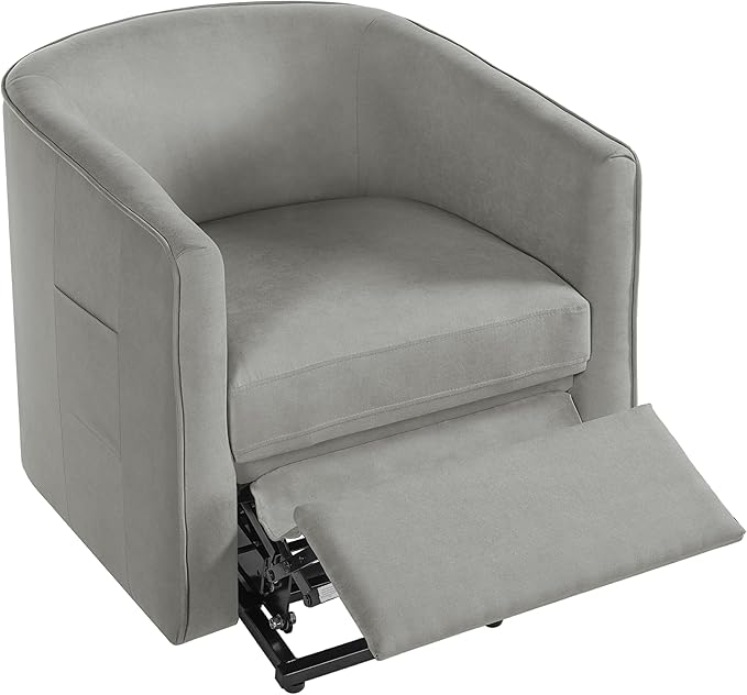 Power Lift Recliner Chair for Seniors Barrel Shape Recliner Chair with Footrest and Side Pocket Curved Armrests Lift Assist Lounge Chair Electric Lift Chair for Living Room (Grey12)