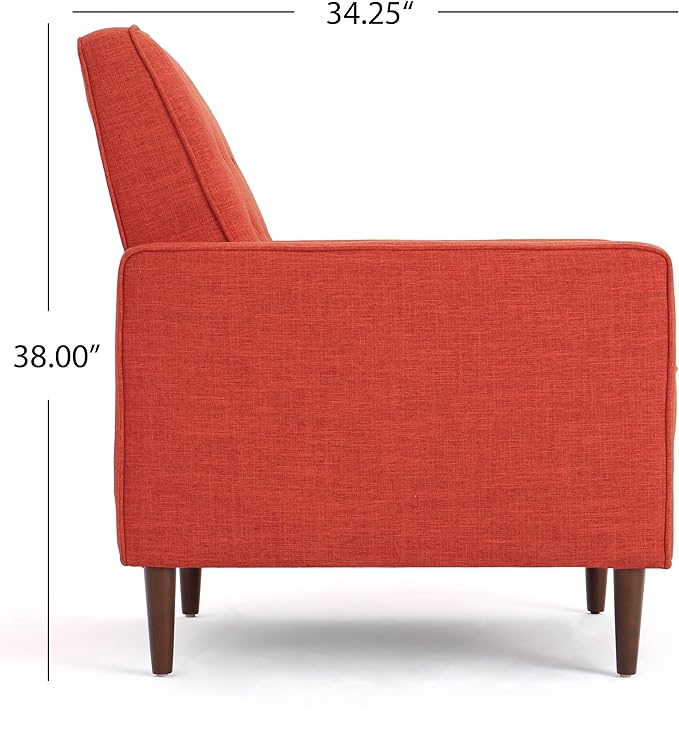 Mid-Century Fabric Rocker Recliner Chair with Tufted Design Adjustable Single Recliner Sofa with Thicker Seat Cushion with Pocket for Living Room Bedroom Apartment (Orange Style1)