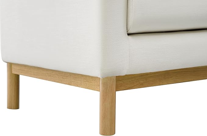 Meridian Furniture 157Cream-L Langham Collection Mid-Century Modern Linen Textured Fabric Upholstered Loveseat Cream Linen Textured Fabric Natural Finish Wood Base 66 W x 33.5 D x 33 H Cream