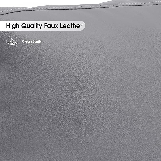 MCombo Modern Accent Chairs Faux Leather Upholstered Living Room Armchairs Waiting Room Guest Chair for Bedroom Office HQ304 (1 Grey)