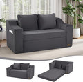 MeMoreCool Convertible Sofa Bed Pull Out Loveseat Sofa Sleeper Couch for Bedroom Living Room Lounge 2 in 1 Small Couch Bed with Pillow Foldable Love Seat Futon Corduroy Grey