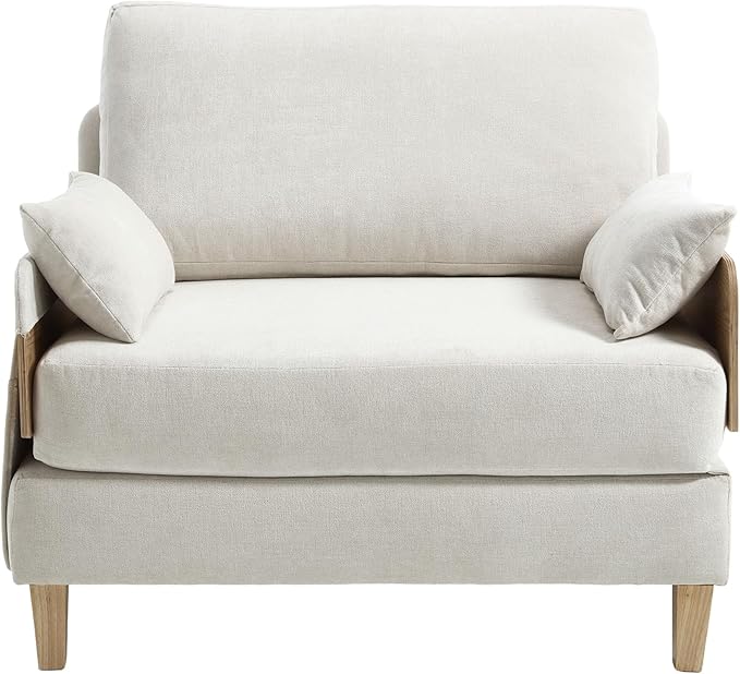 TTK 3-in-1 Foldable Sofa Bed Recliner Sleeper Mid-Century Modern Convertible Sofa Chair with 3 Pillows Space-Saving Design for Small Spaces Bedroom Study &amp Guest Room Beige