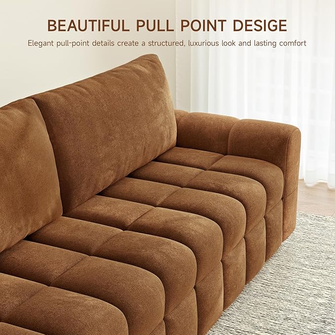 ONBRILL 82 Loveseat Sofa Modern Chenille Sofa Couch for Living Room Pull Point Seat Cushion Easy Assembly Comfy Love Seat for Small Spaces Bedroom Apartment Orange