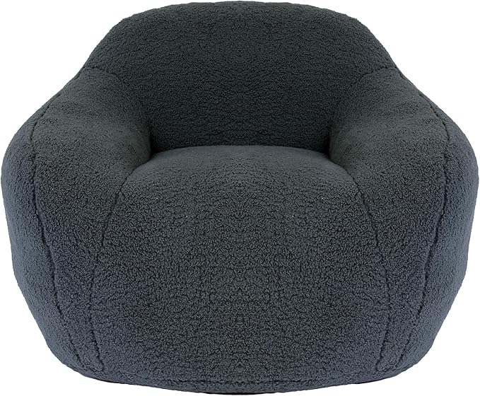 39 Single Armchair Sofa - Comfy Memory Foam &amp Soft Faux Fur | Modern Minimalist Design with Ergonomic Armrest for Living Room TV WatchingReadingDark Gray