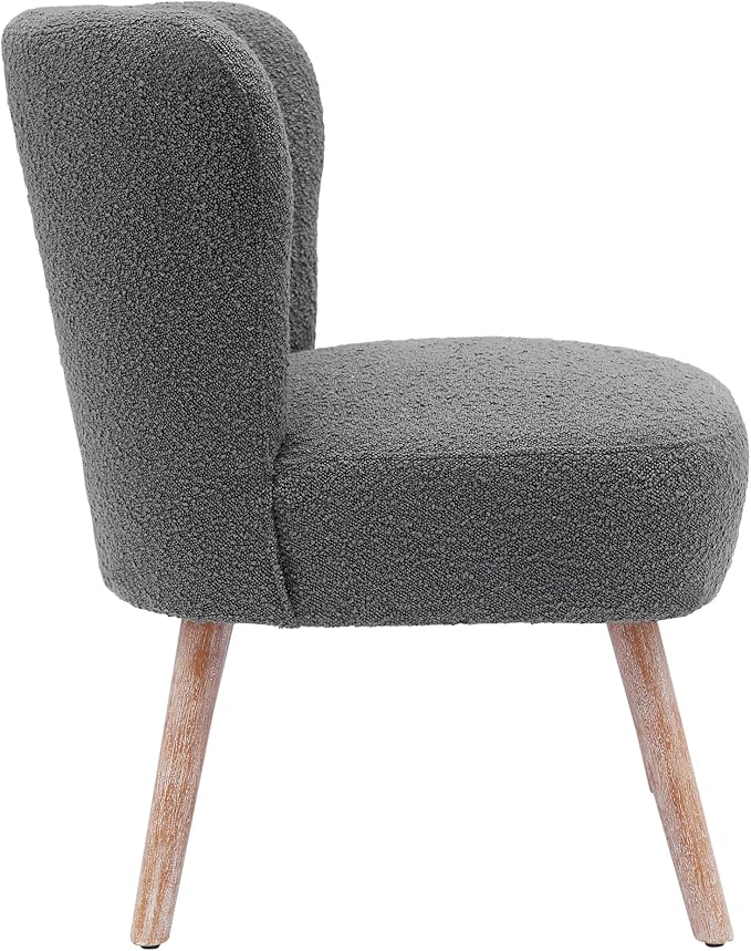 Costaelm Bedroom Accent Chair Upholstered Fabric Chairs Makeup Vanity Chair Teddy Fuzzy Chair and Sherpa Accent Chair for Living Room Reading Room Dining Room Office Gray