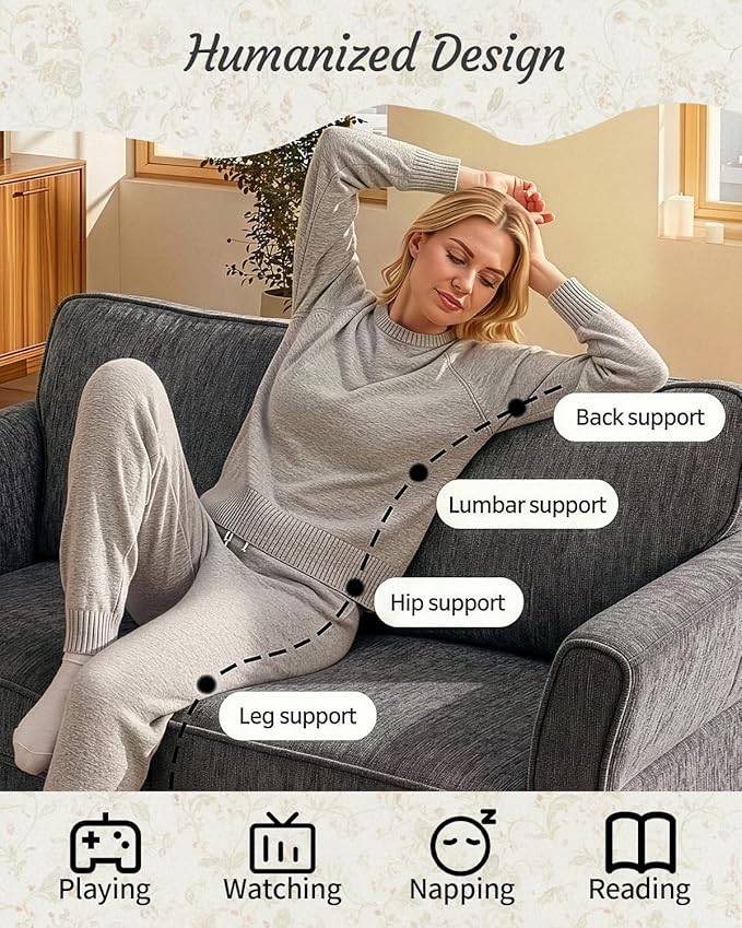 Karl home 67 Loveseat Sofa Chenille Fabric with Removable Covers Outward Arms Spring Cushion &amp Solid Wood Frame Deep Seat Couch for Small Apartment Living Room Reading Nook Bedroom Grey