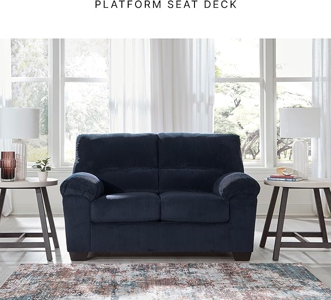 Signature Design by Ashley SimpleJoy Contemporary Loveseat for Living Room Blue