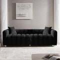87.4 Modern 3 Seater Sofa Couch for Living Room Mid Century Fluffy Couches with Solid Wood Frame and 6 Legs for Bedroom Apartment Weight Capacity 750 LBS (Black)