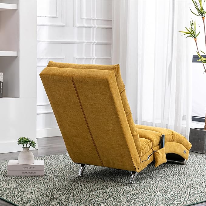 Electric Massage Chaise Lounge for Living Room Bedroom Linen Ergonomic Recliner Chair with Remote Control 5 Modes Massage