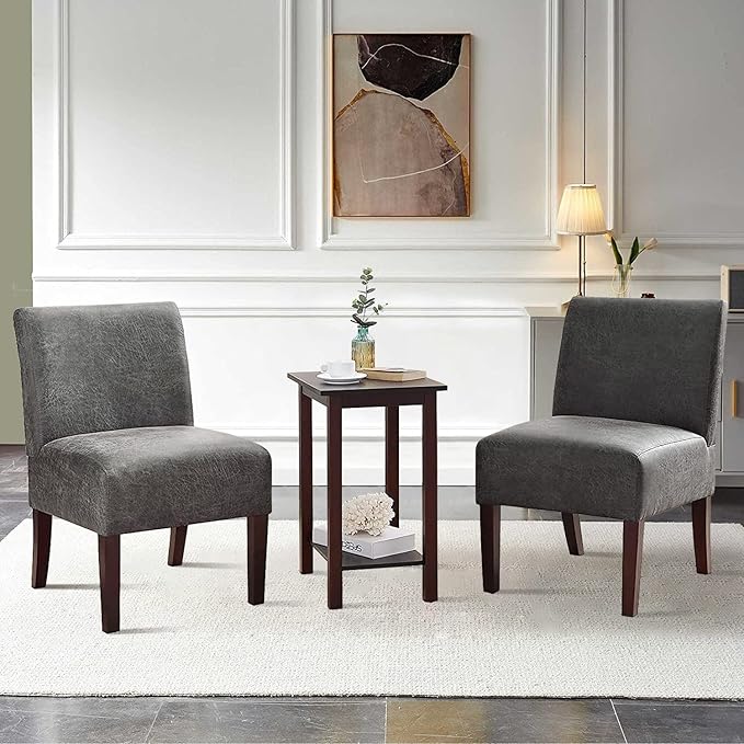 PayLessHere Fabric Accent Chair with Side Table Leisure Chair with Solid Wood Feet Mid-Century Modern Accent Chair for Living Room Bedroom Studio Set of 3