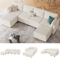 114.17 Modular Sectional Sofa 6 Seat Sectional Couches with Storage Memory Foam Convertible Modular Couch for Living Room U Shaped Comfy Modular Sofa with Chaise Beige
