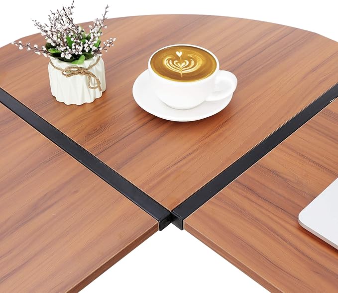 Modern L-Shaped Home Office Desk with Round Corner Computer Desk Gaming Writing PC Laptop Workstation with Solid Steel Frame Desktop (Walnut)