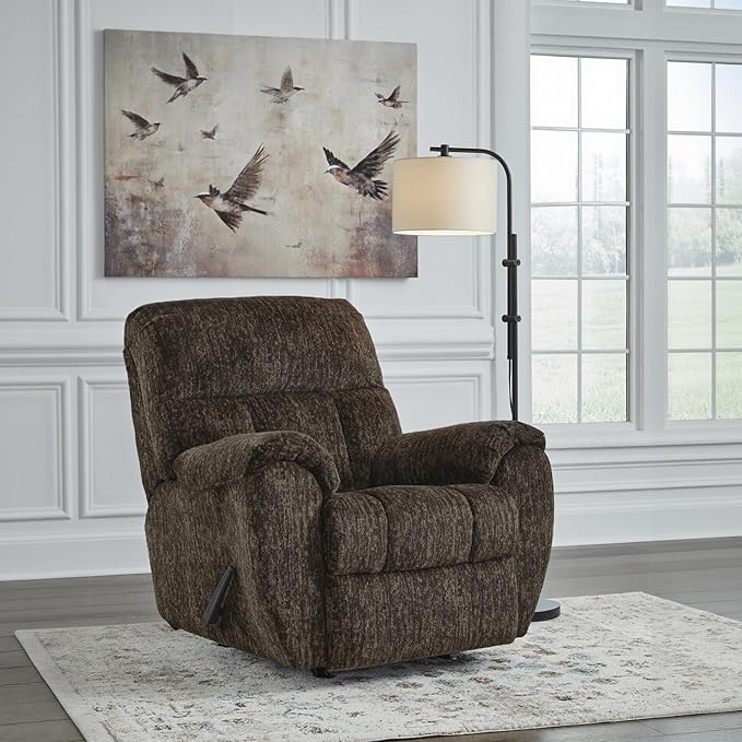 Signature Design by Ashley Rampant Casual Manual Rocker Recliner with Pillow-Top Arms Dark Brown