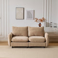 Christopher Knight Home Bricez Modern Fabric Upholstered Loveseat Sofa Wooden Modular Sectional Sofa Couch 2 Seater Comfy Cloud Couch with Pillow for Living Room Home Office Apartment Camel