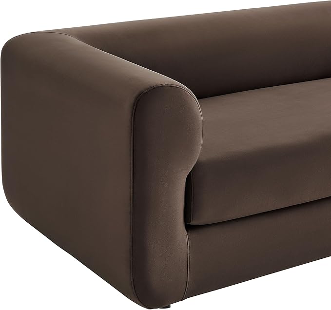 Modway Leif Performance Velvet Upholstered Sofa – 89 Inch Modern Tuxedo Sofa – Comfy 3 Seater Velvet Couch
