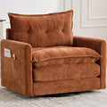 Oversized Swivel Chair 36 Chenille Swivel Armchair Accent Chair for Living Room Mid Century Modern Comfy Thick Padded Arm Chairs Brown