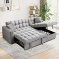Convertible Sleeper Sofa Bed82.6W Velvet Tufted L Shaped Sectional Couch with Adjustable Back &amp Reversible Storage ChaiseModern Futon Pull Out Couch Bed for Living RoomApartmentSmall Place(Gr